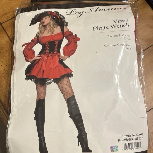 LEG AVENUE VIXEN PIRATE HALLOWEEN COSTUME & PIRATE SWASHBUCKLER HAT - Picture 2 of 4